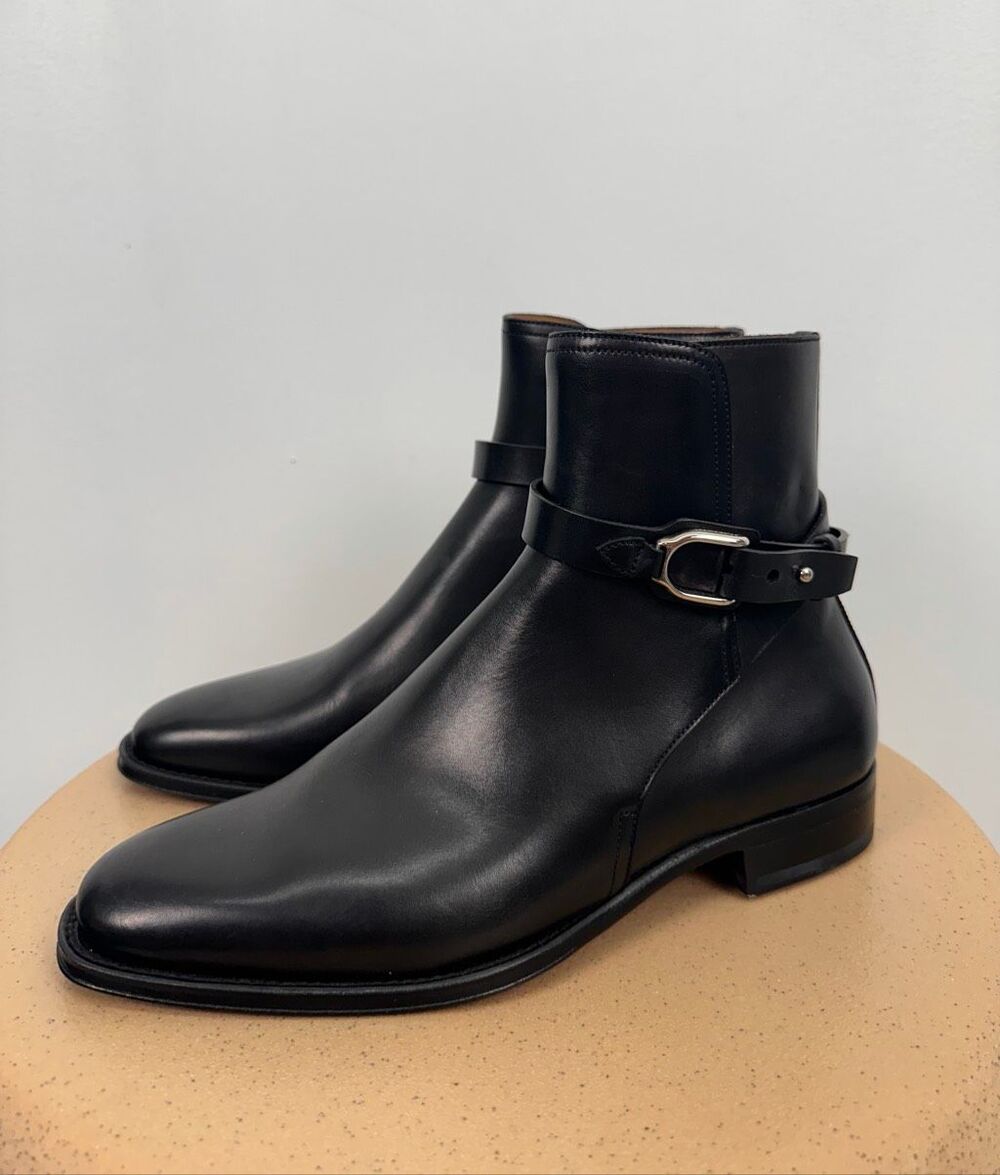 Ralph Lauren Purple Label Women’s Halton Black Burnished Calf Leather Ankle Boot